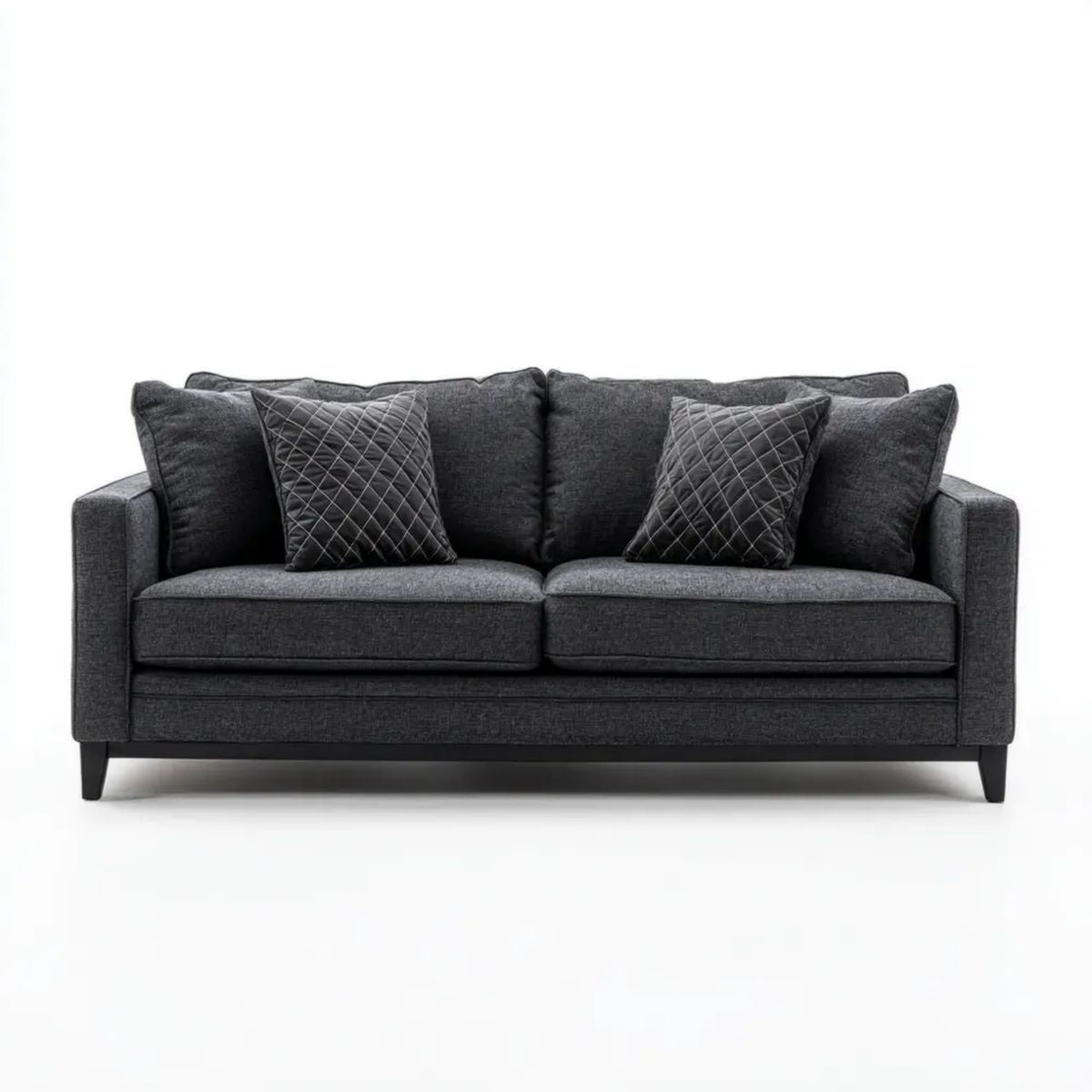 Sofa 3-osobowa grafitowa z tapicerką poliestrową 220 x 90 x 85 cm