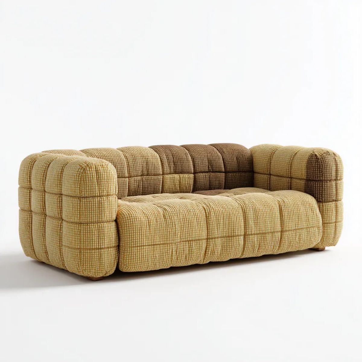 Dwuosobowa sofa z poliestru beżowo-brązowa 180 x 90 x 72 cm