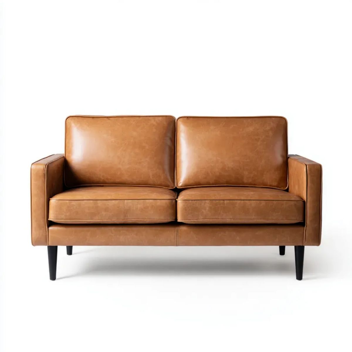 Dwuosobowa sofa brązowa z tapicerką ze skóry syntetycznej PU, 160 x 85 x 84 cm