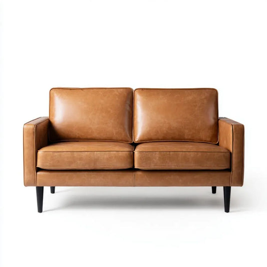 Dwuosobowa sofa brązowa z tapicerką ze skóry syntetycznej PU, 160 x 85 x 84 cm