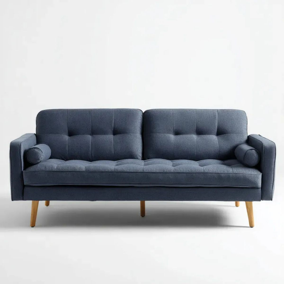 Trzyosobowa sofa z tkaniny poliestrowej, granatowa, 190 x 82 x 85 cm