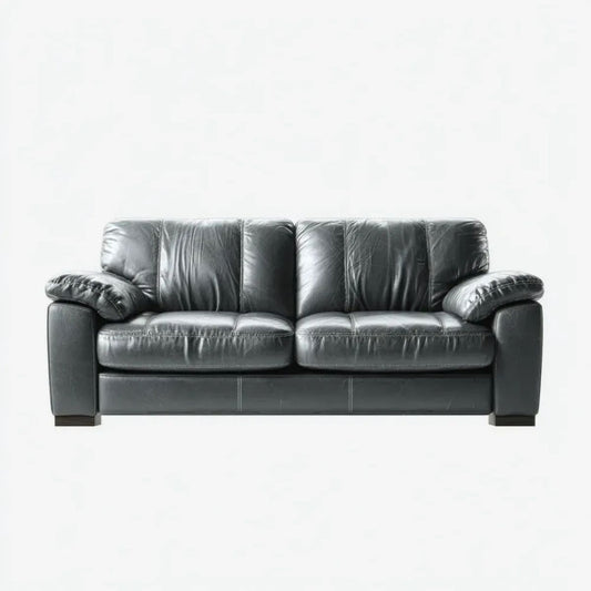 Czarna dwuosobowa sofa ze skóry syntetycznej 180 × 90 × 88 cm