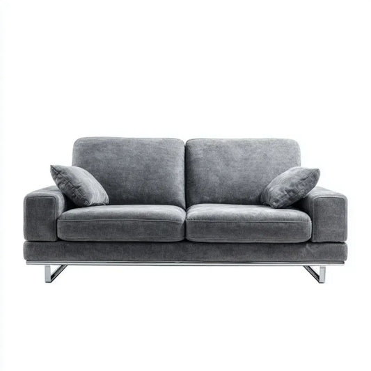 Sofa dwuosobowa szara z aksamitu poliestrowego 180 x 90 x 85 cm