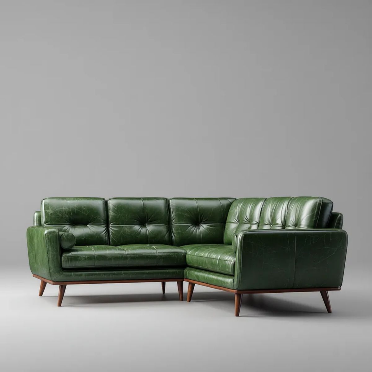 4-osobowa sofa narożna w kształcie L ciemnozielona z tapicerką ze skóry syntetycznej, 280 x 170 x 85 cm